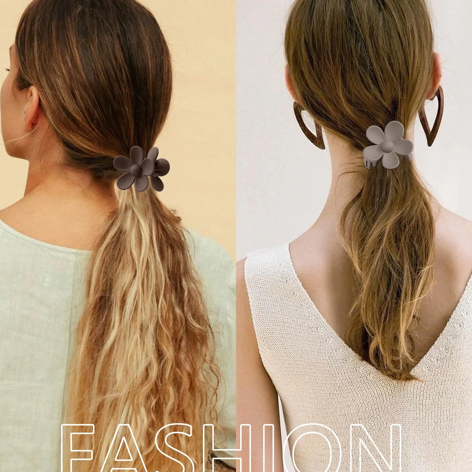 12 PCS Medium Flower Claw Clips for Women & Girls, Cute Flower Hair Clip, Non Slip Strong Hold for Women, Neutral Colors