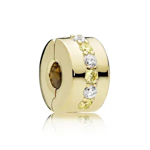 14k Gold Plated  clip with sunshine yellow and clear cubic zirconia
