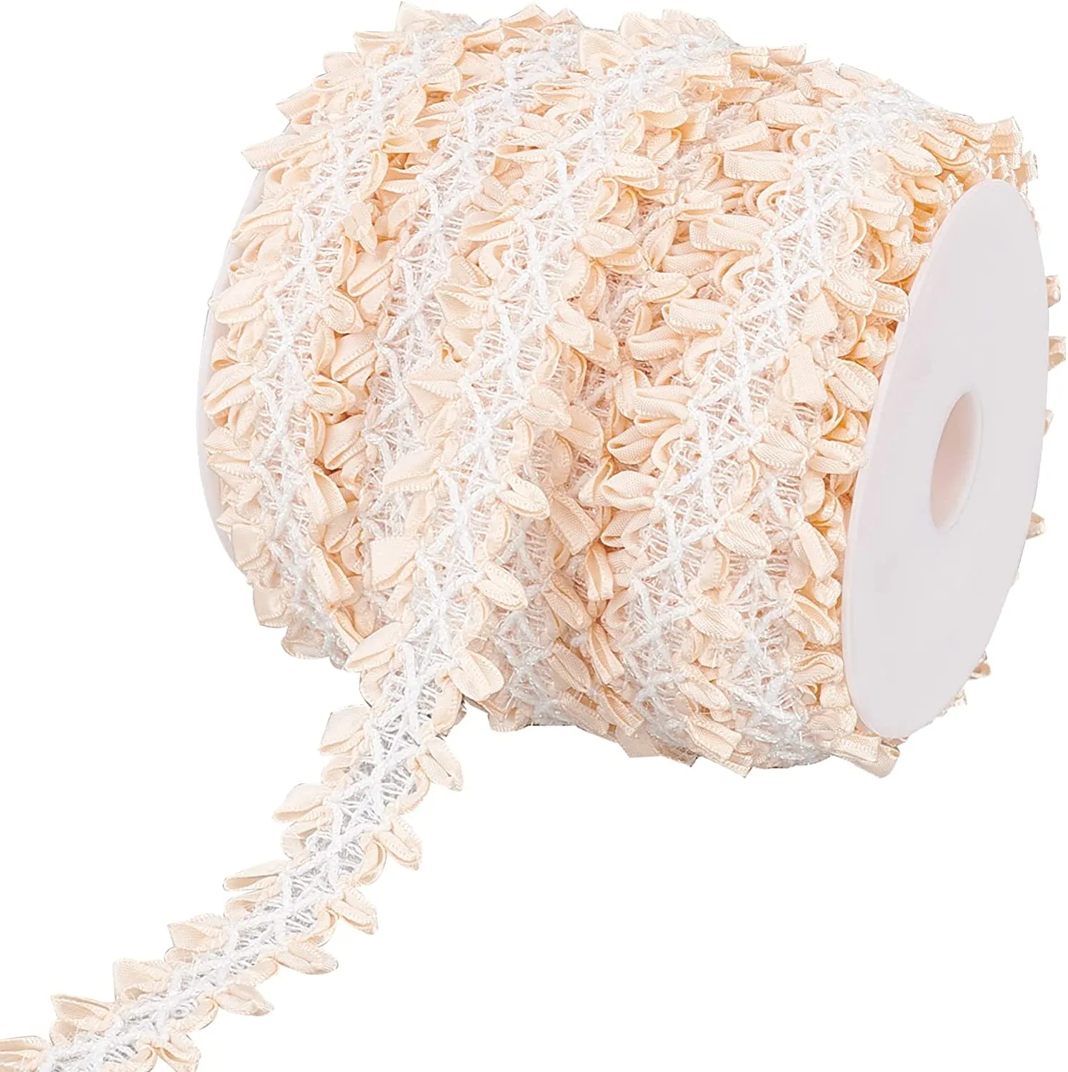 25 Yards Gimp Braid Trim, 1 Inch Polyester Woven Braid Trim with Flower Edge Decorative Gimp Ribbon Embroidery Braid Basic Trim for Sewing and Crafting Costume Accessories