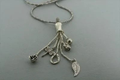 6 charm pendant necklace on a 70 cm chain