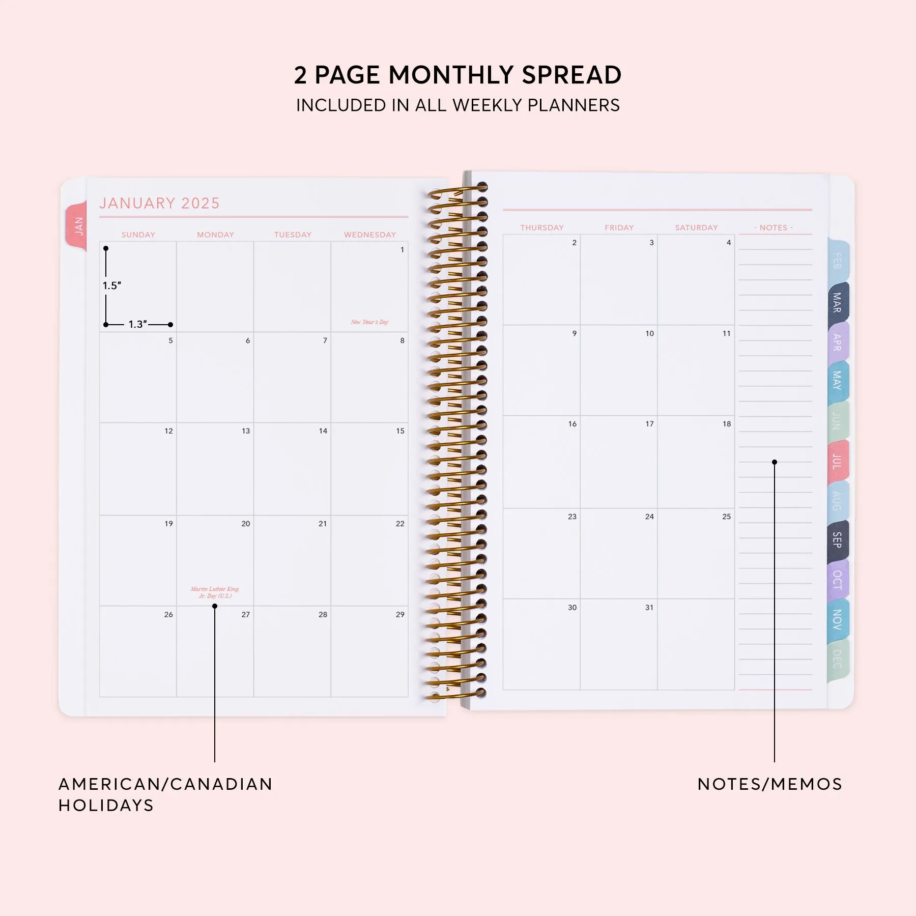 6x9 Weekly Planner - Colorful Florals White