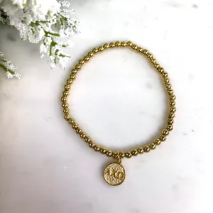 Alpha Chi Omega Gold Beaded Stretch Bracelet