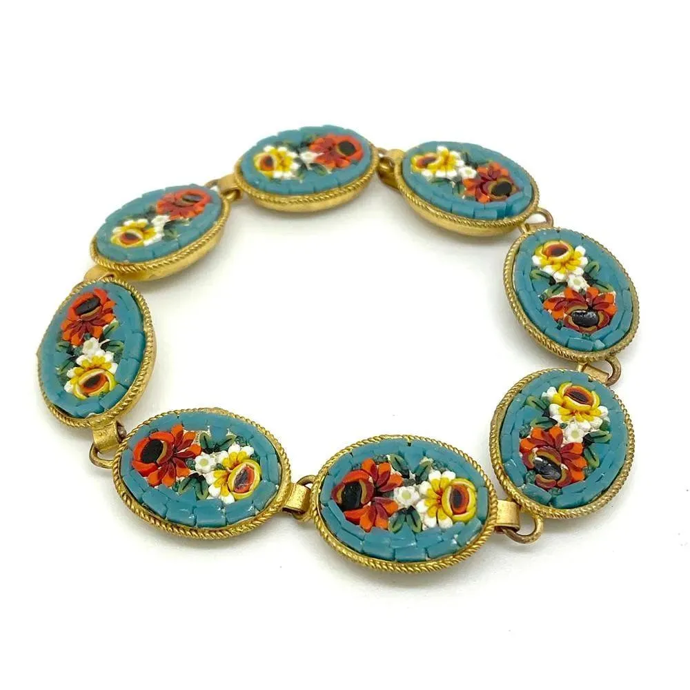 Antique Victorian Italian Micro Mosaic Bracelet