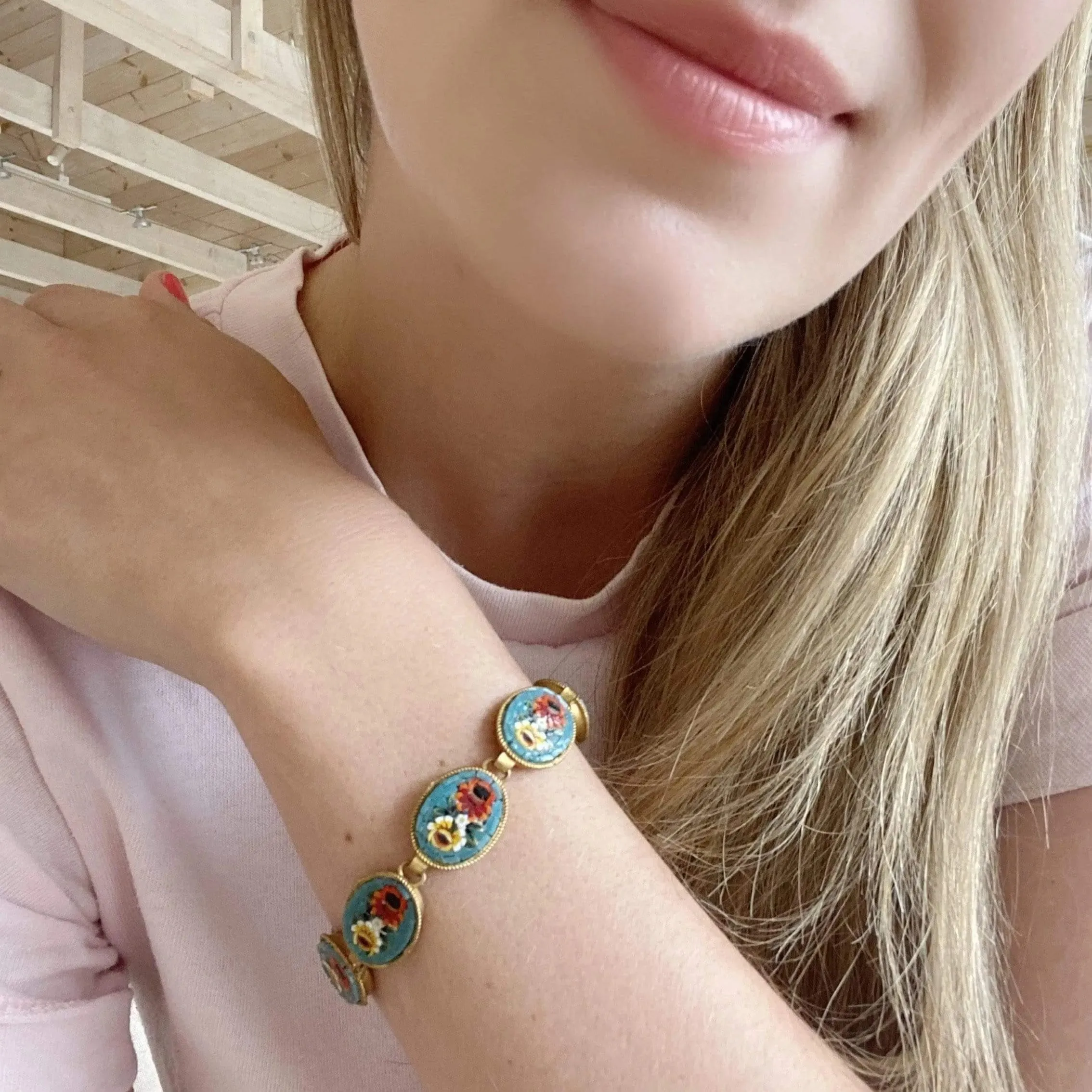 Antique Victorian Italian Micro Mosaic Bracelet
