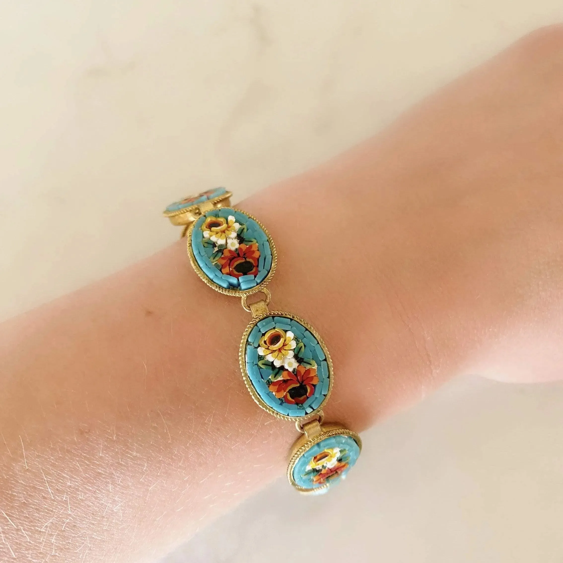 Antique Victorian Italian Micro Mosaic Bracelet