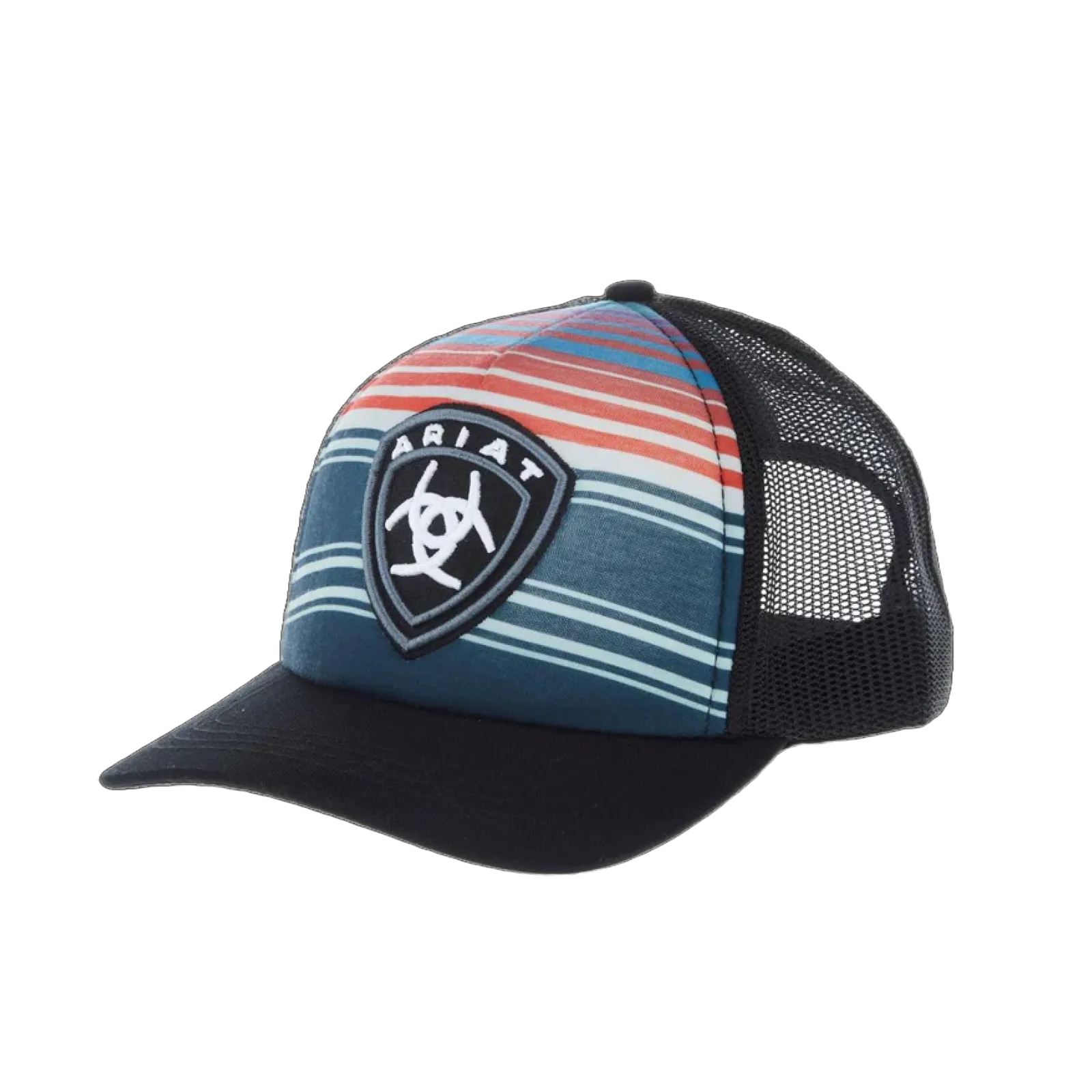 Ariat Men's Striped Shield Graphic Black Trucker Cap A300027001