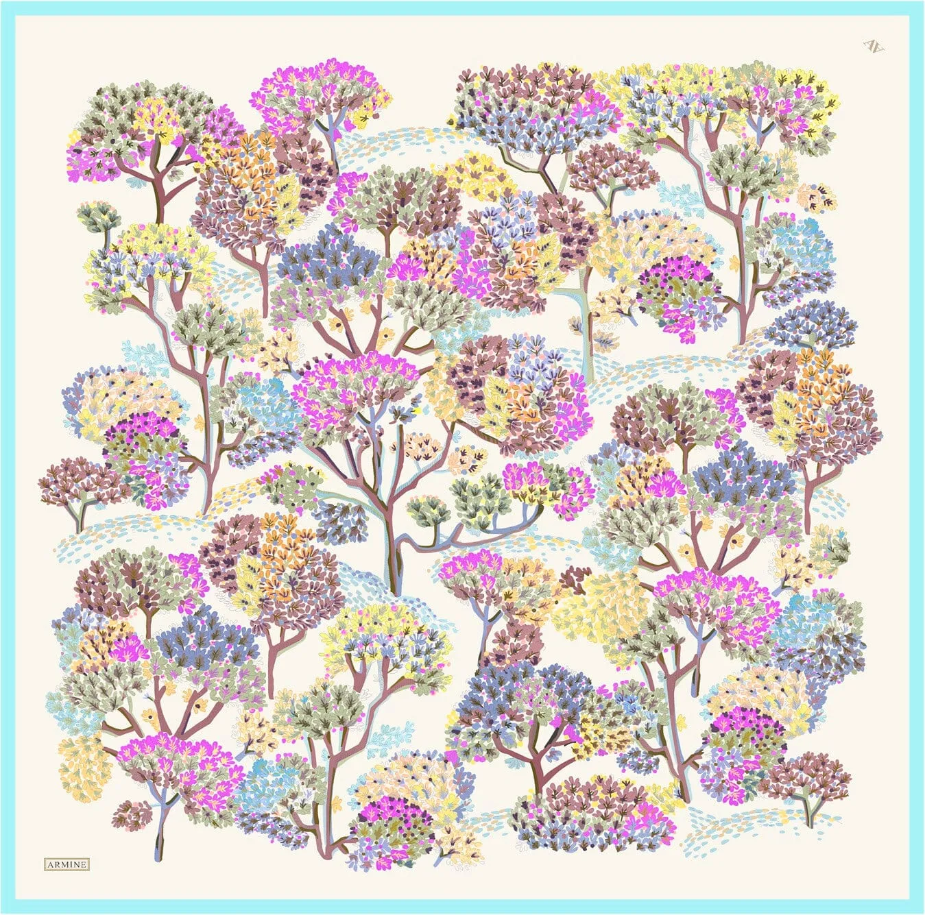 Armine Whimsical Forest Turkish Silk Scarf #31