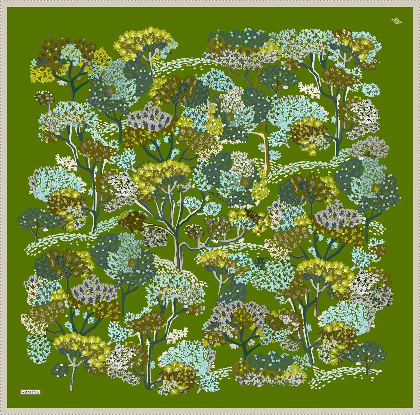 Armine Whimsical Forest Turkish Silk Scarf #4