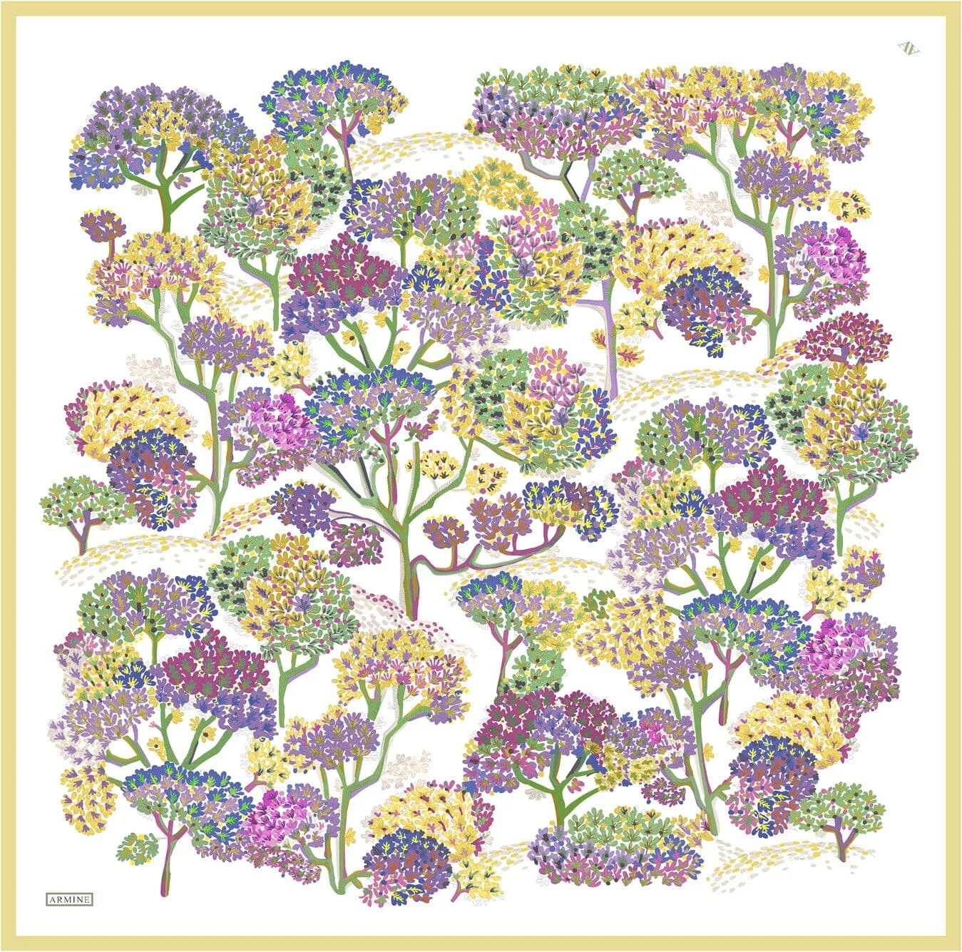 Armine Whimsical Forest Turkish Silk Scarf #50