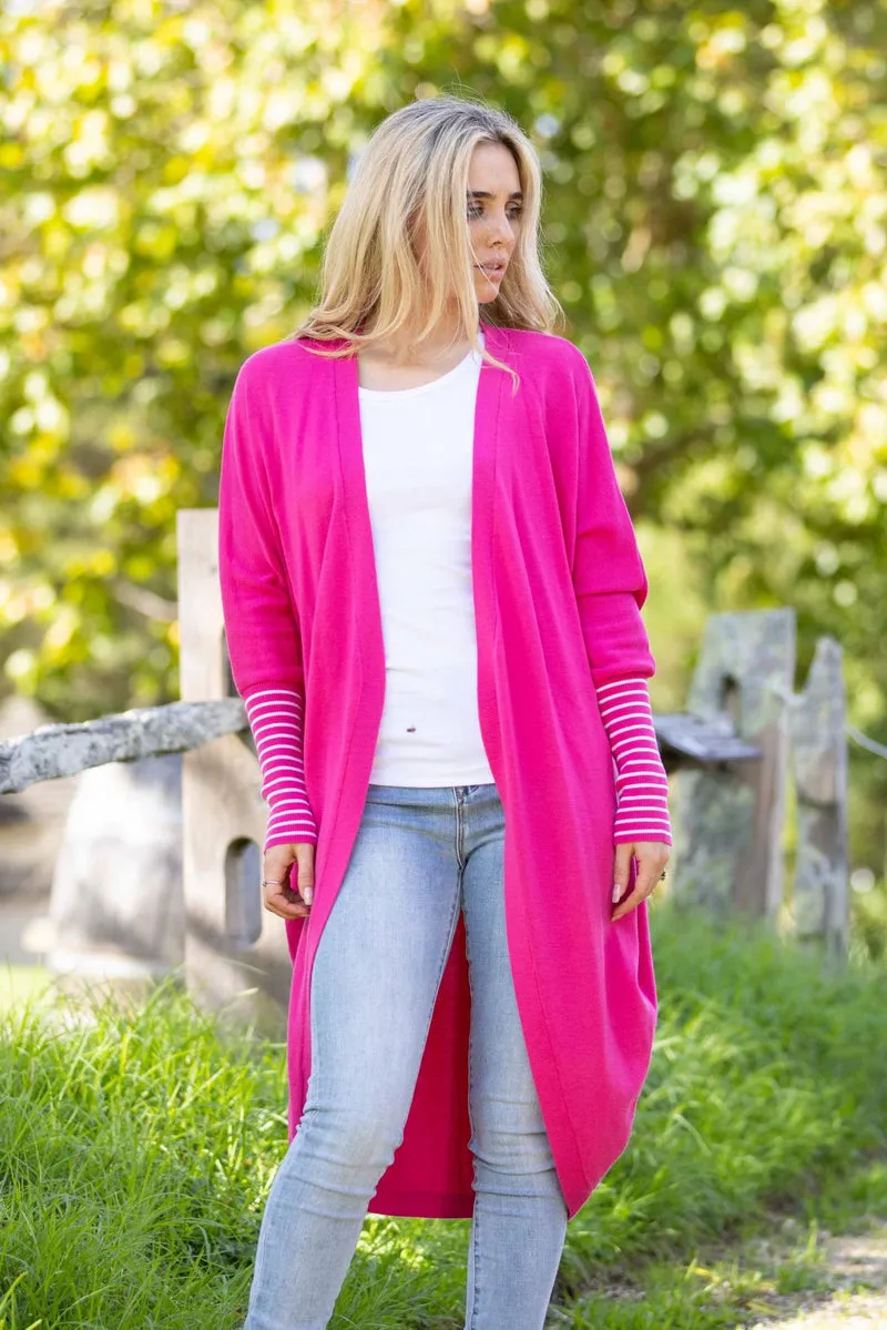 Augustine Dark Pink Merino Blend Kimono Cardi
