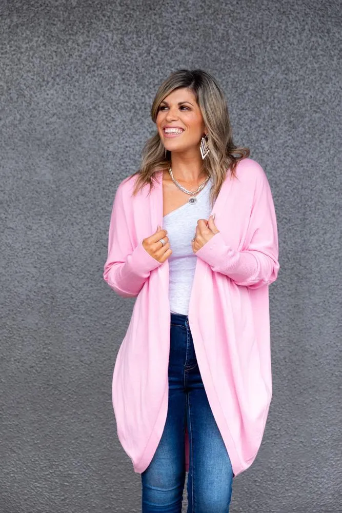 Augustine Merino Blend Cardi Kimono - Pink