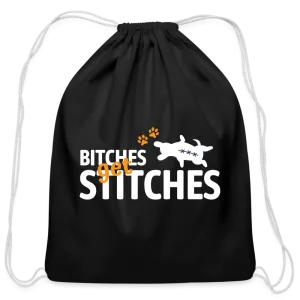 Bitches get stitches Drawstring Bag