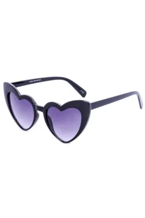 Black Angular Heart Cat-Eye Sunglasses
