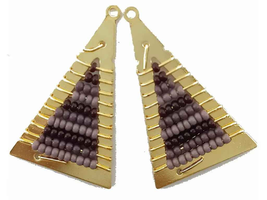 Brown Triangle Metal Frame Beads