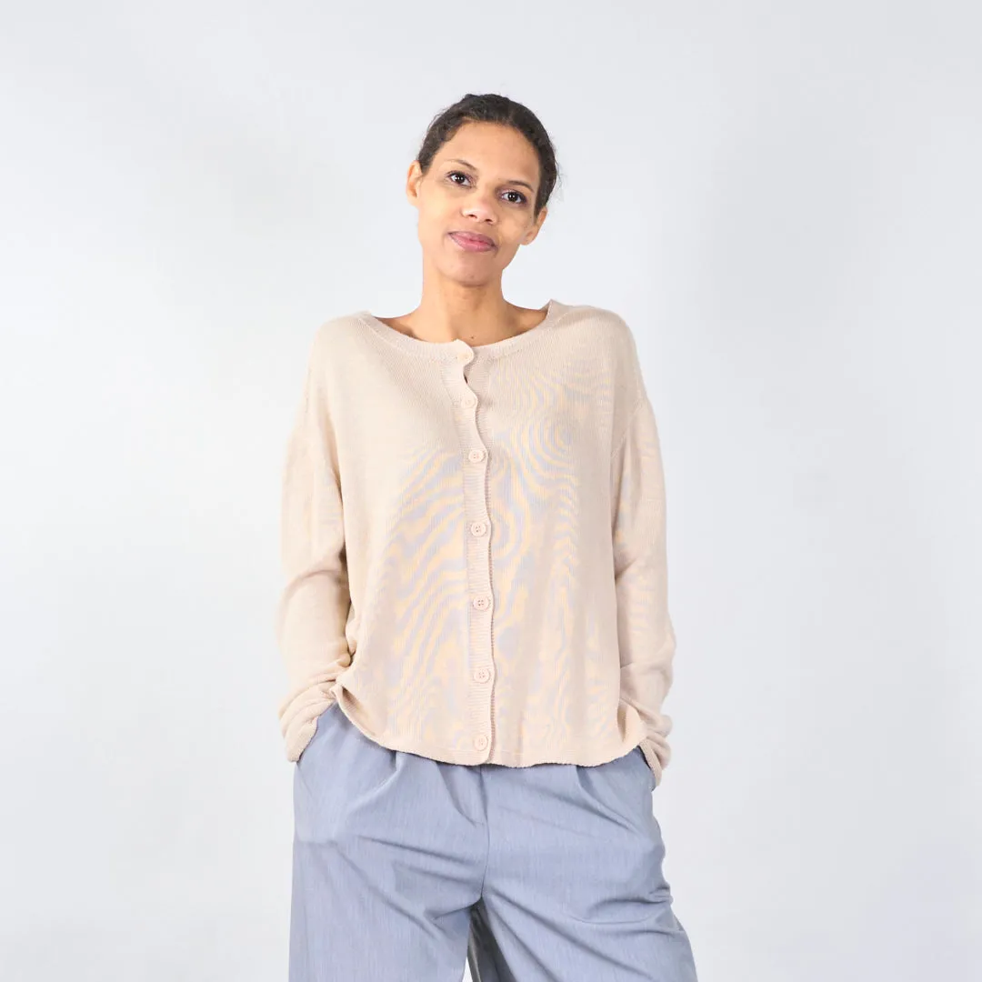 Button-up cardigan with ribbed details wholesale