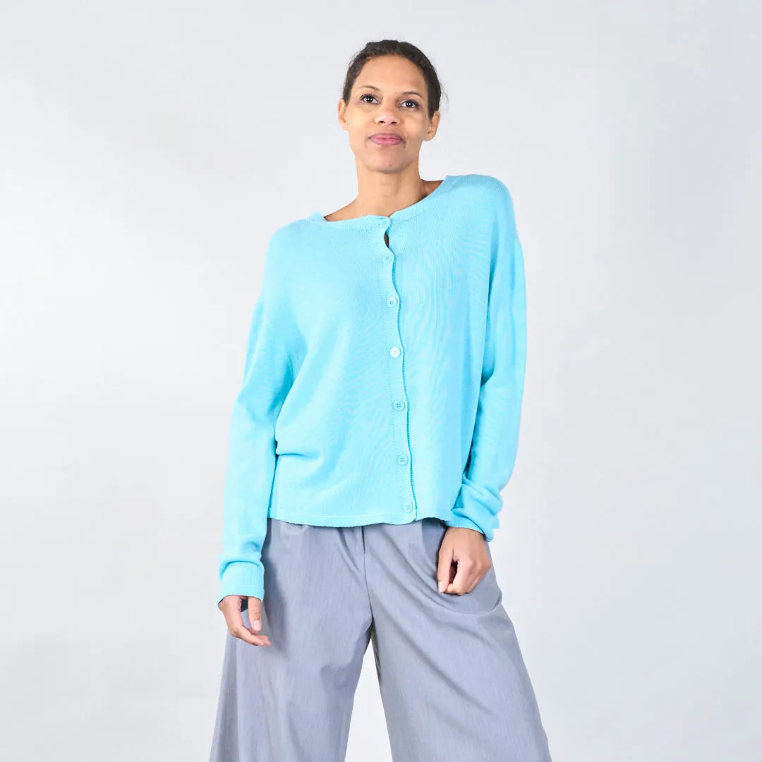 Button-up cardigan with ribbed details wholesale