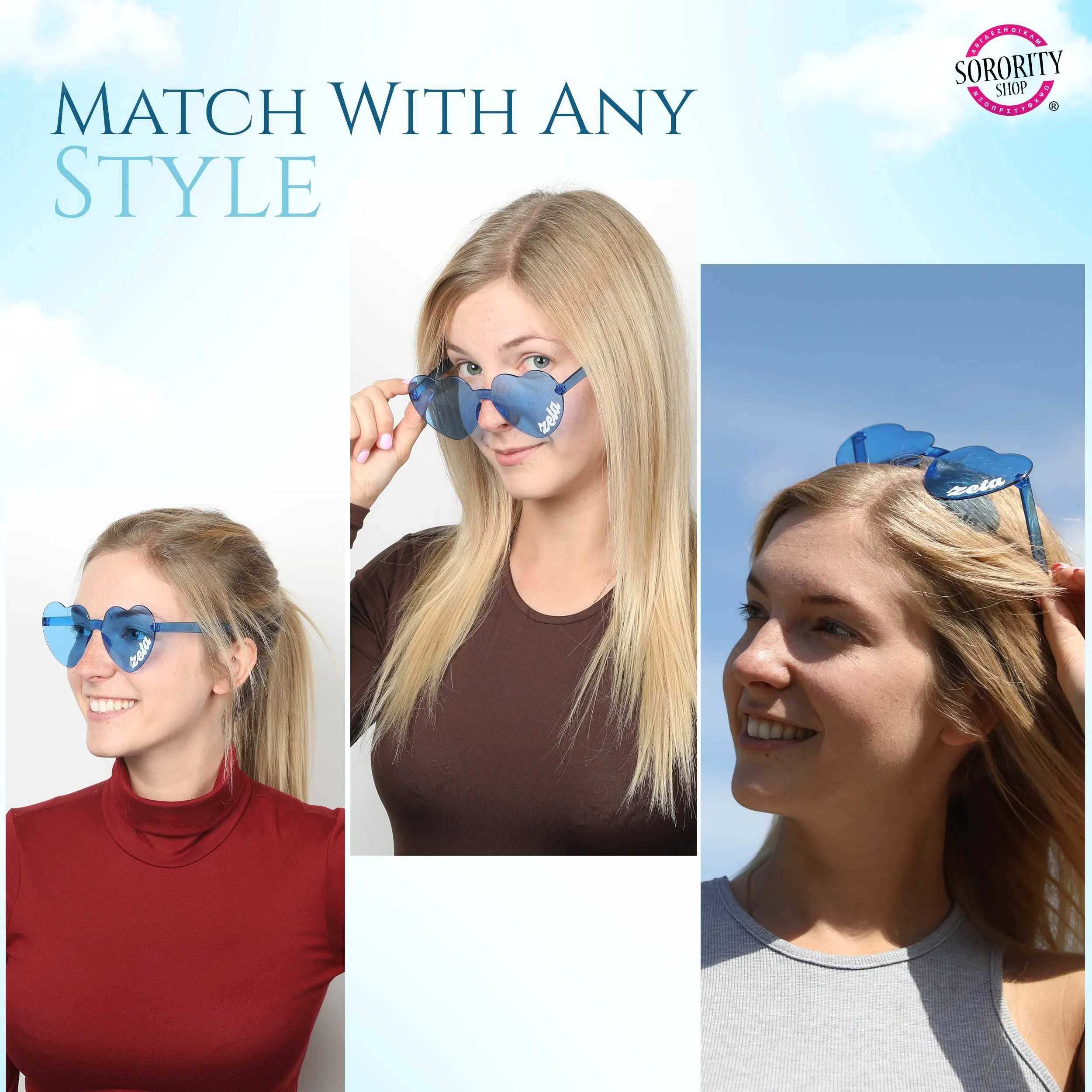 Chi Upsilon Sigma Sunglasses - Heart Shaped