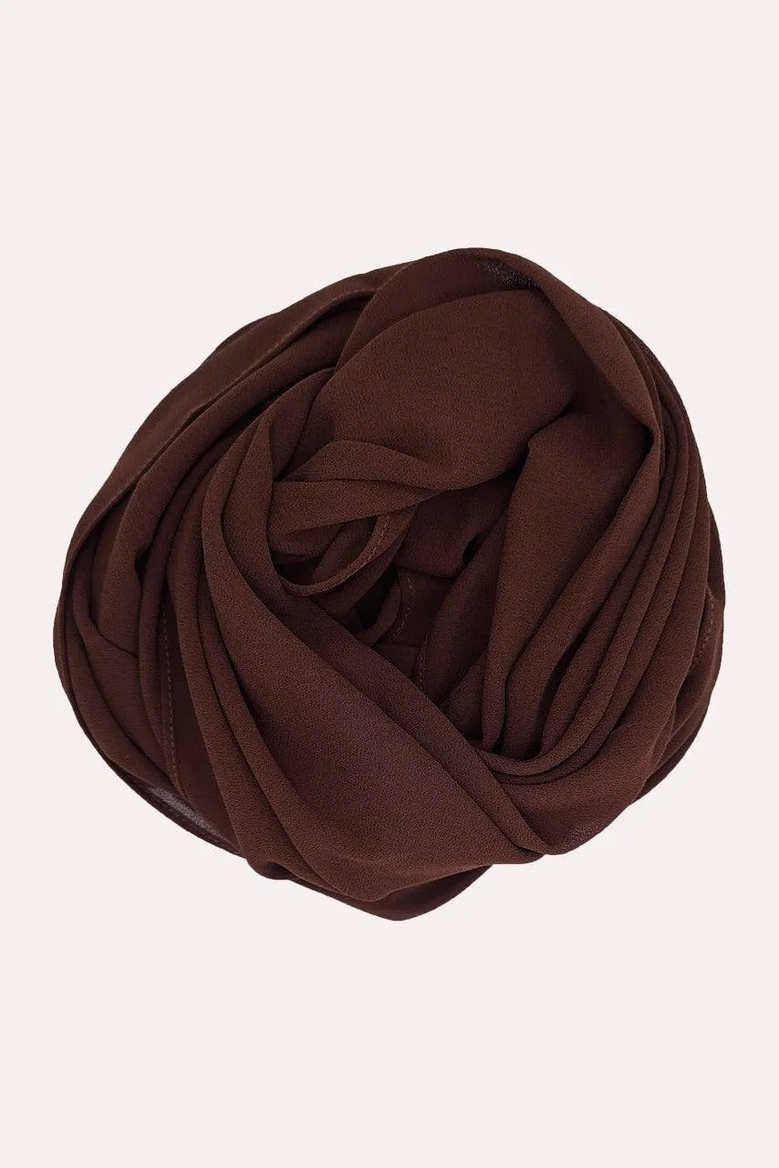 Classic Chiffon Hijab - Dark Chocolate