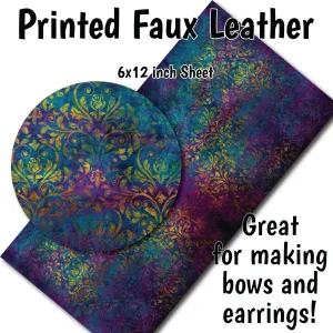 Colorful Floral Damask - Faux Leather Sheet (SHIPS IN 3 BUS DAYS)