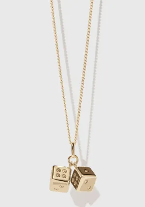 DICE CHARM NECKLACE GOLD PLATED