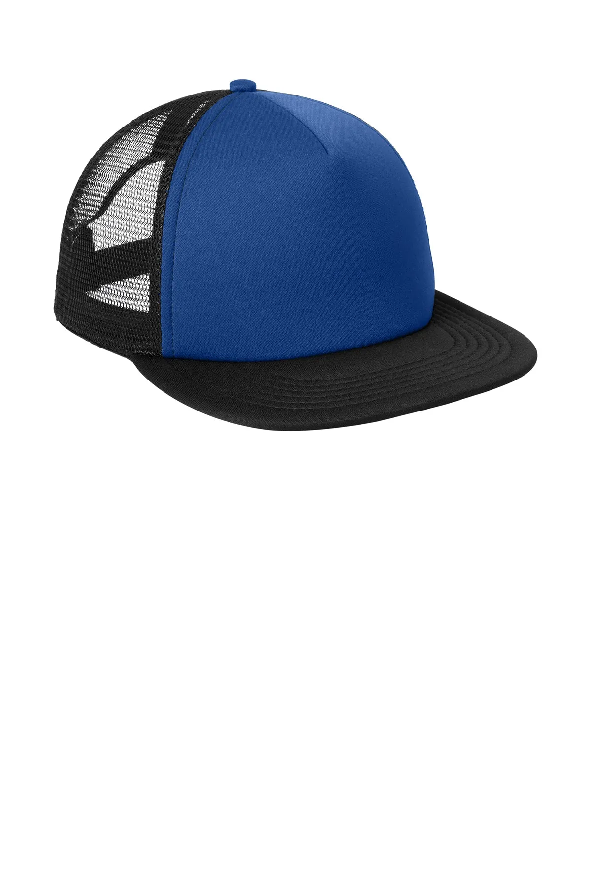 District Flat Bill Snapback Trucker Caps, Royal