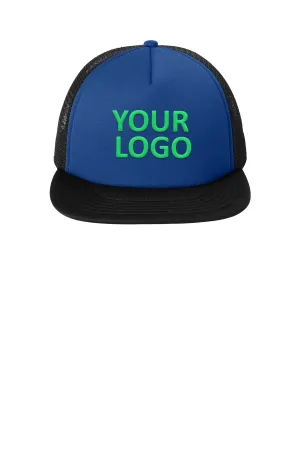 District Flat Bill Snapback Trucker Caps, Royal