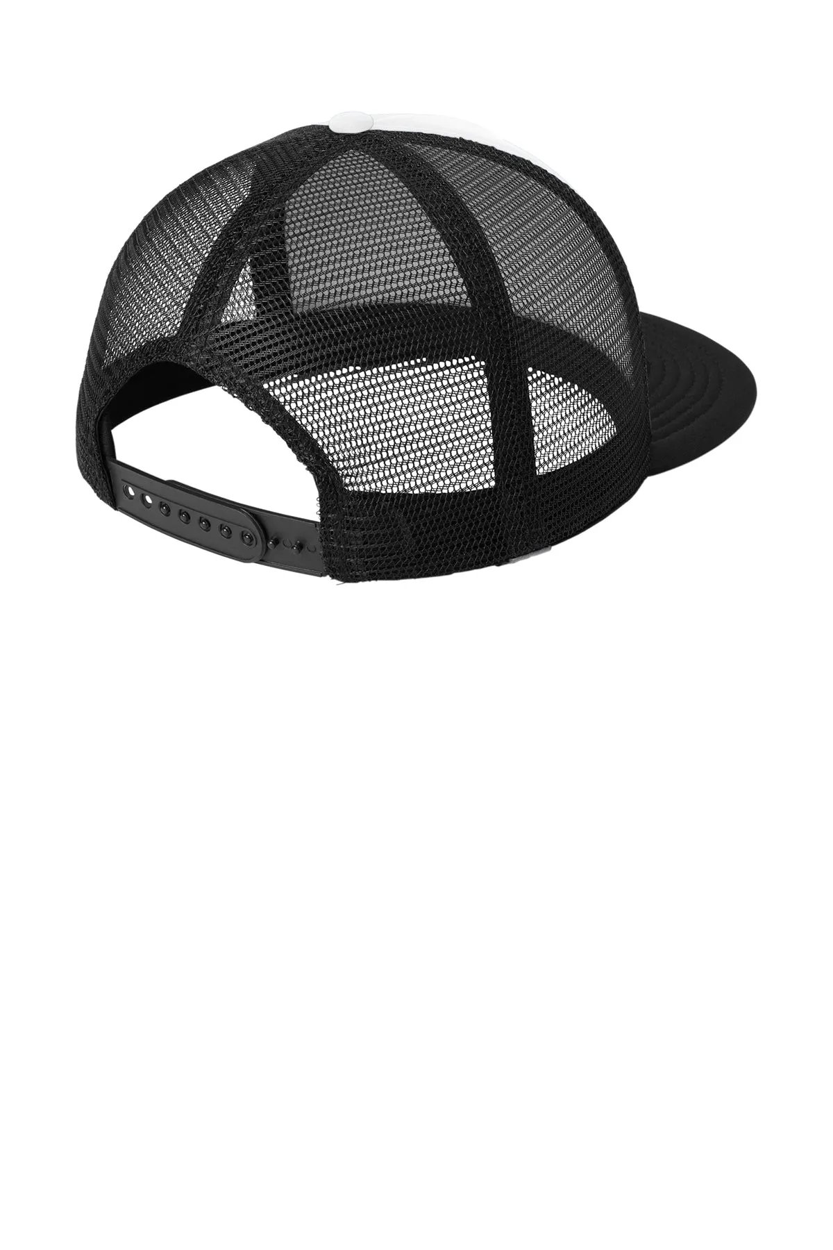 District Flat Bill Snapback Trucker Caps, White