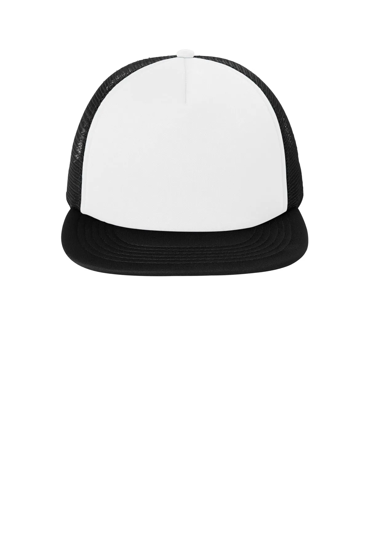 District Flat Bill Snapback Trucker Caps, White