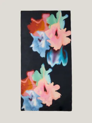 Dreamy Floral Silk Shawl | Navy