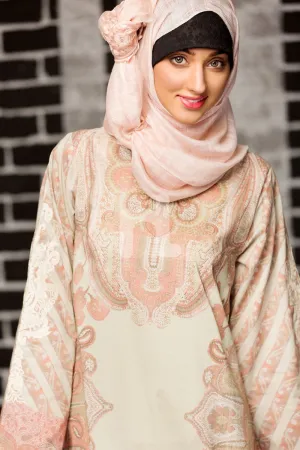 DS18-131 Brown Colored Digital Floral Printed Stitched Lawn Fustaan