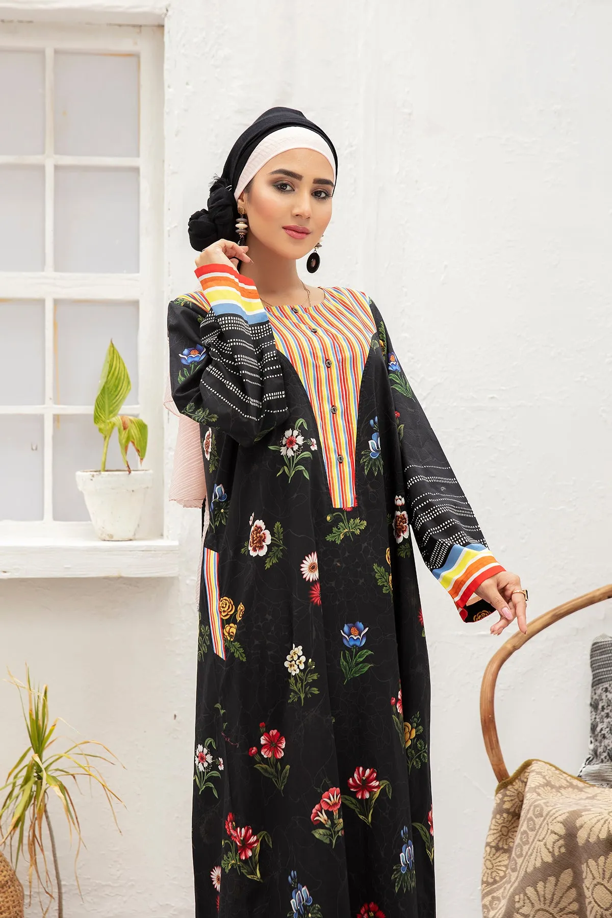DS20-104 Printed Stitched Fustaan for Kids - 1PC