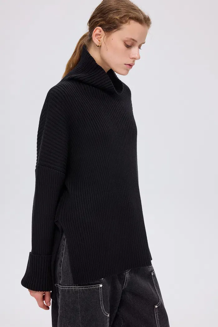 Fairmont High Neck Sweater in Wool Blend Knit