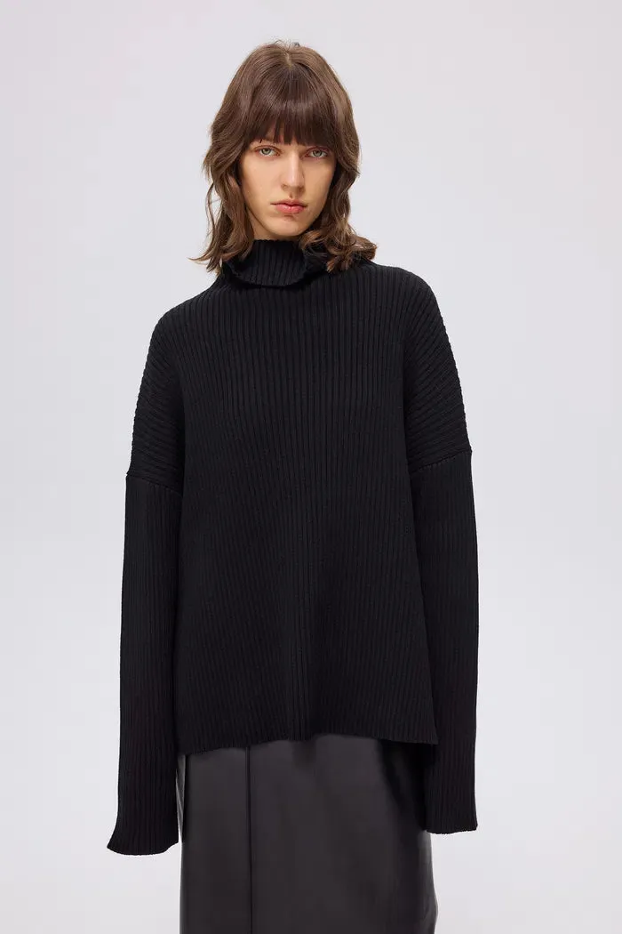 Fairmont High Neck Sweater in Wool Blend Knit