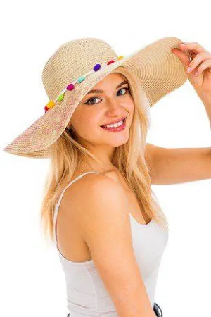 Floppy Hat With Pom Poms