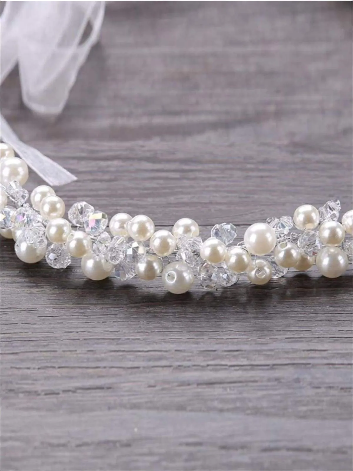 Girls Pearl Clear Crystal Beaded Headband