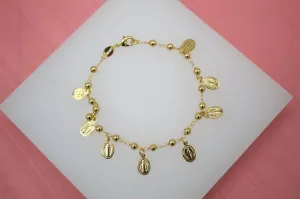 Gold Filled Virgin Mary Charms Bracelet (I136B)
