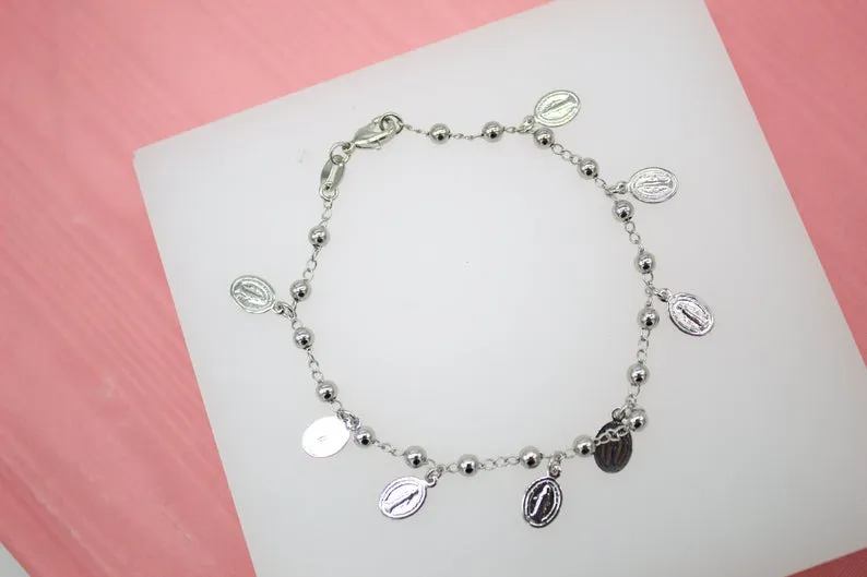 Gold Filled Virgin Mary Charms Bracelet (I136B)