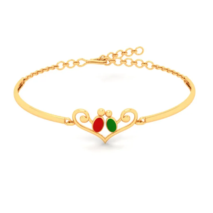 Gorgeous 22k Gold Heart Motif Birds Designer Bracelet From Mugdhaa Collection