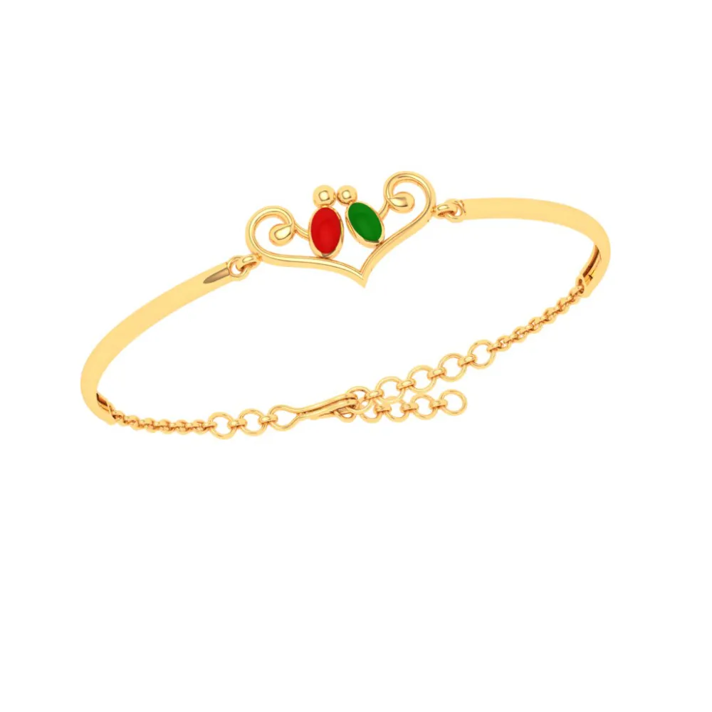 Gorgeous 22k Gold Heart Motif Birds Designer Bracelet From Mugdhaa Collection