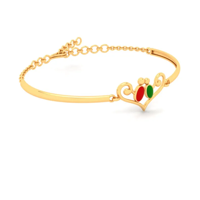Gorgeous 22k Gold Heart Motif Birds Designer Bracelet From Mugdhaa Collection