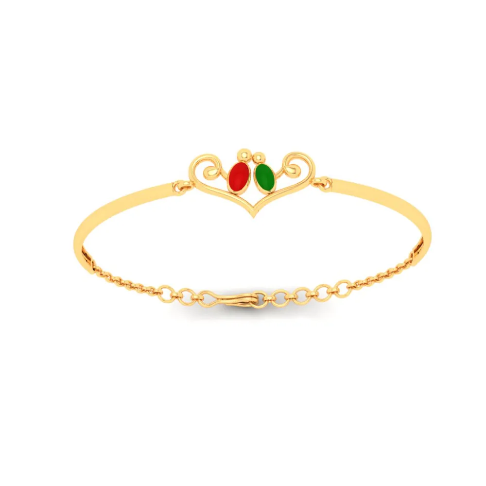 Gorgeous 22k Gold Heart Motif Birds Designer Bracelet From Mugdhaa Collection