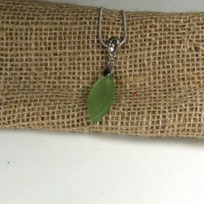 Green Teardrop  Sea Glass Pendant Necklace