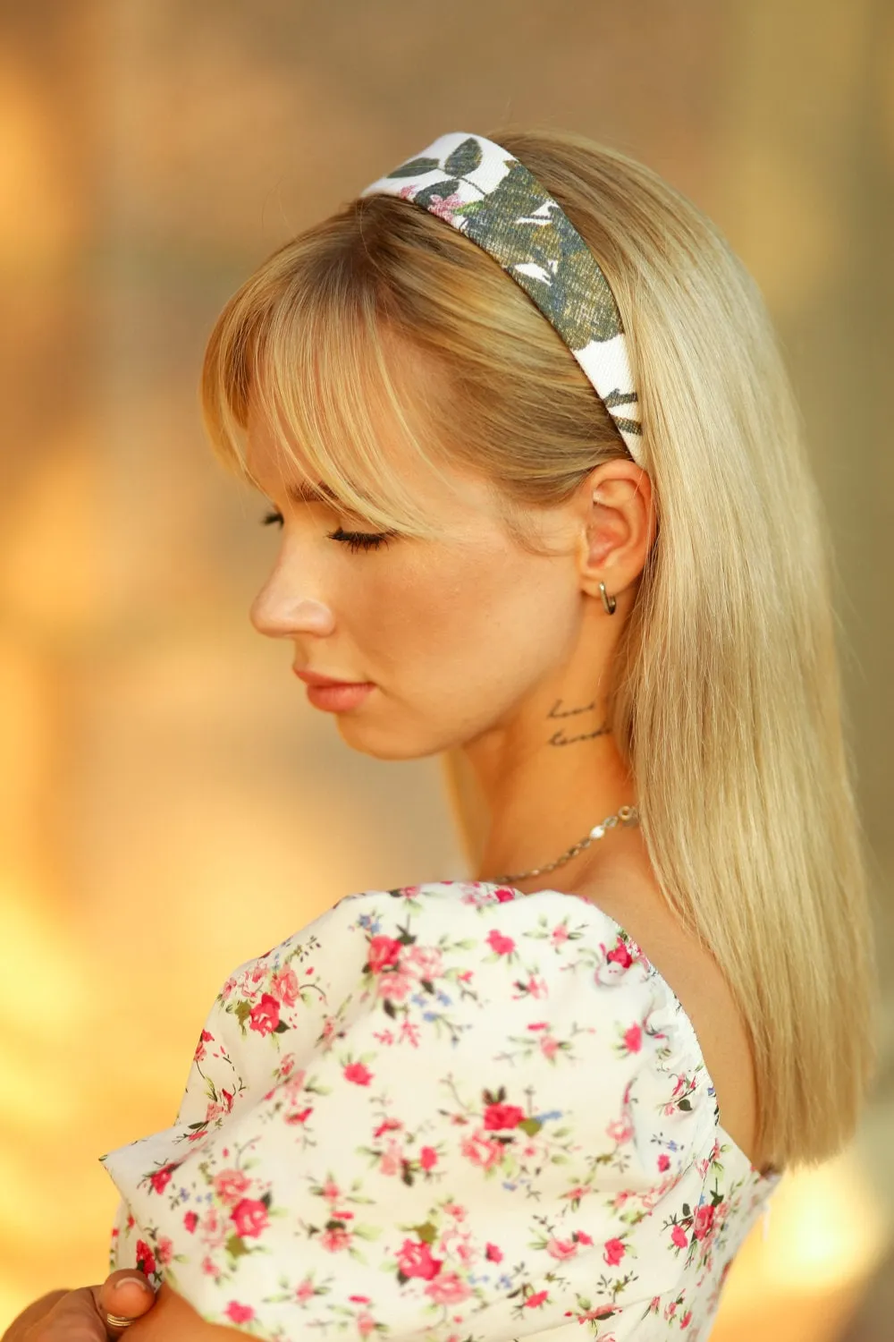 Headbands for women boho Floral headband women Wide headband Linen headband Designer headbands Delicate hair band Flower headband