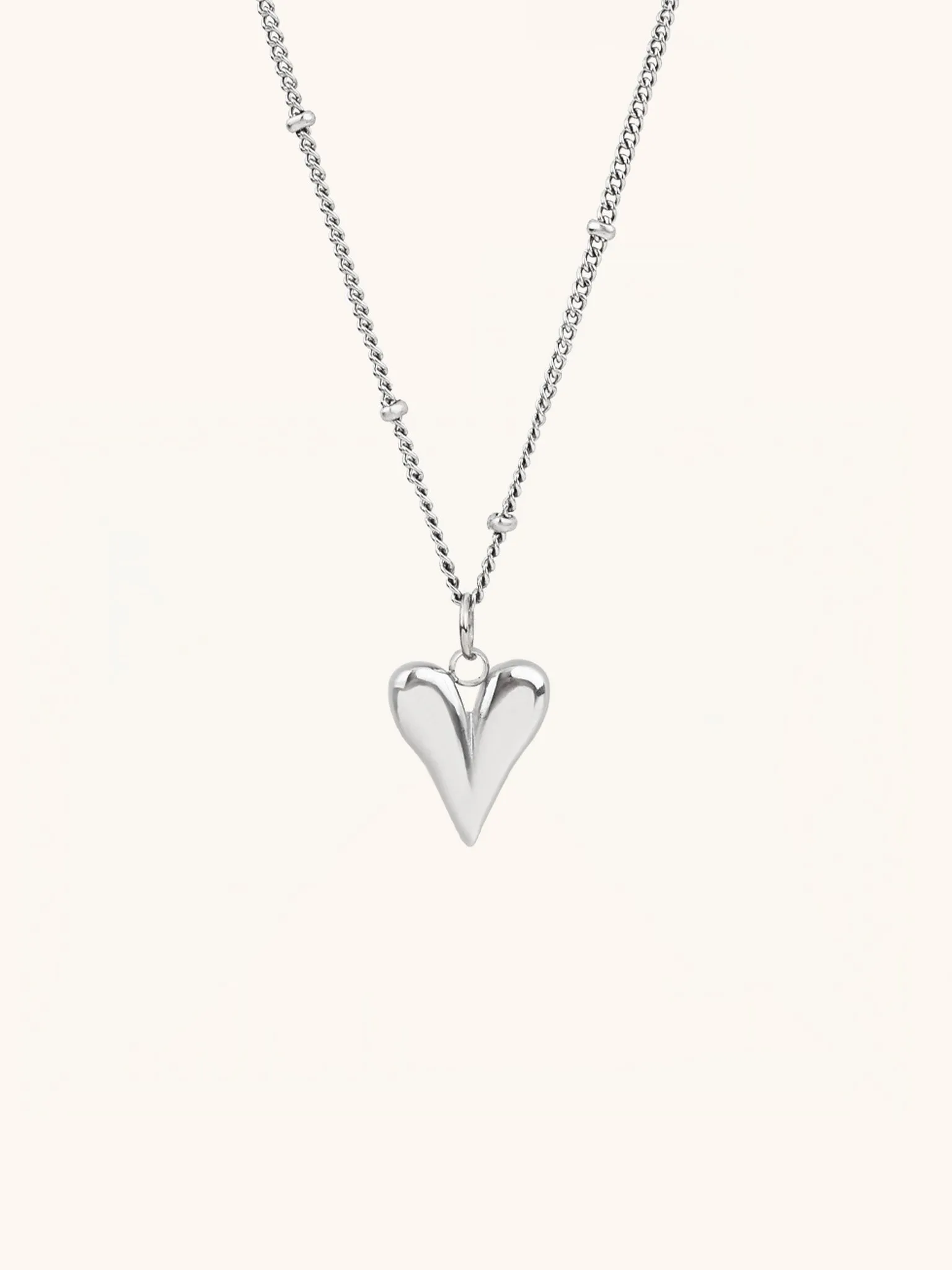 Heart Beaded Curb Chain Necklace