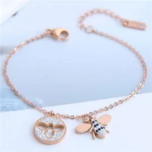 Honey Charm: Rose Gold Bee Pendant Bracelet