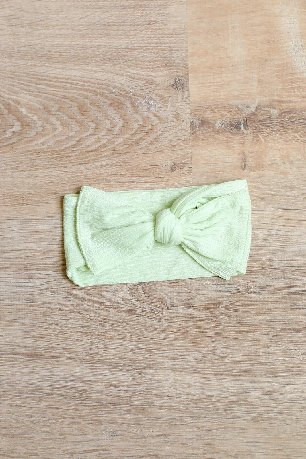 Keylime Ribbed Solid Bamboo Bow Headband