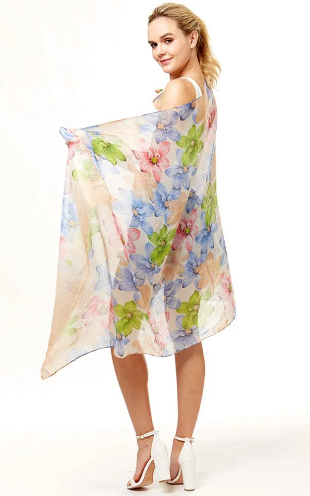 LOF1058 Floral Lurex Print Oblong Scarf