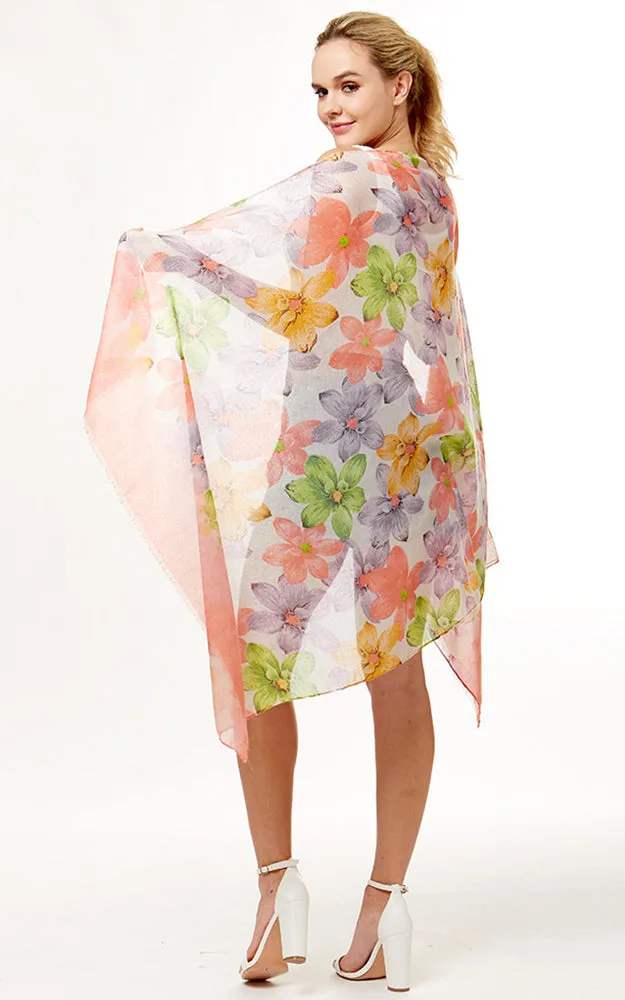 LOF1058 Floral Lurex Print Oblong Scarf