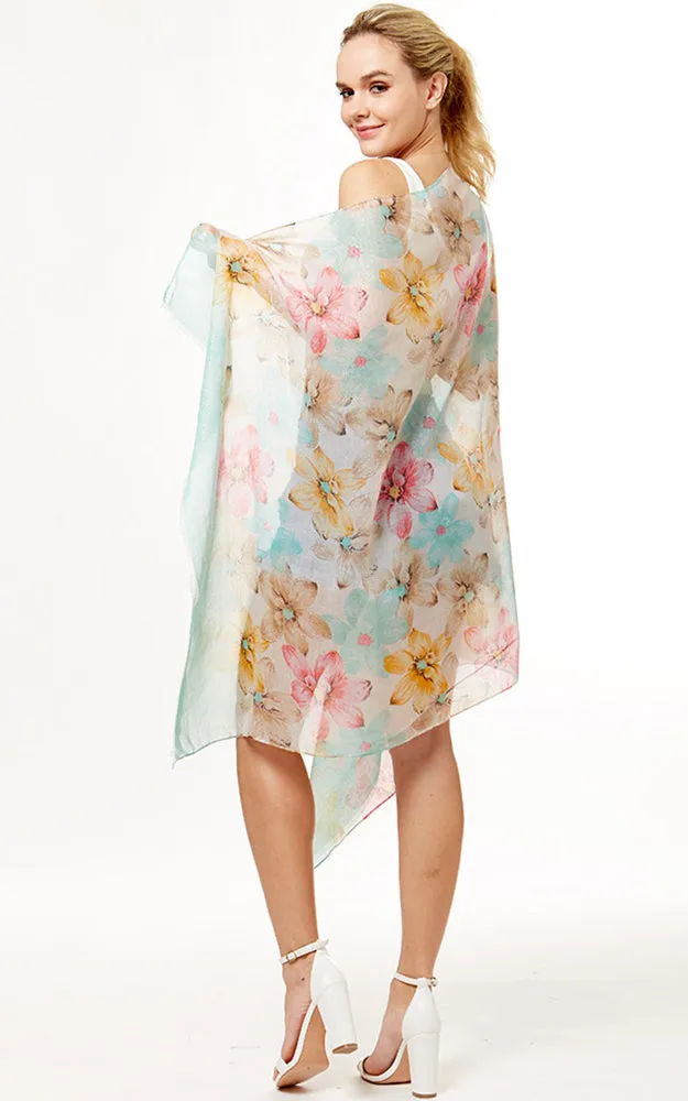 LOF1058 Floral Lurex Print Oblong Scarf