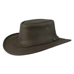 Lone Wolf Leather Hat - Brown